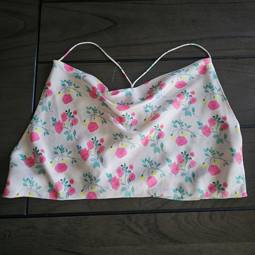 Zara Floral Pink and Green Crop Top